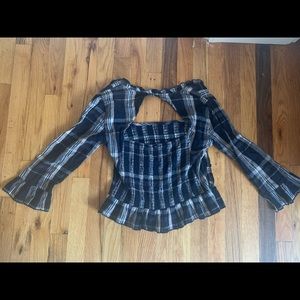 Free People plaid blouse